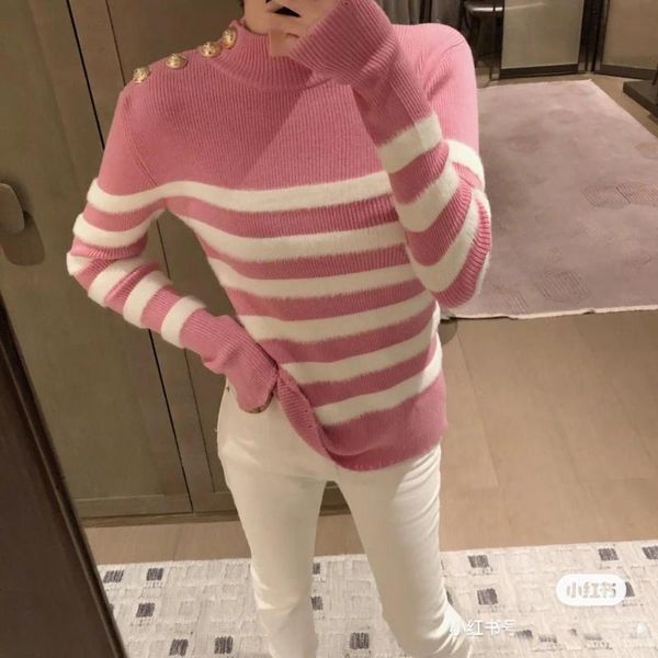 

women's sweaters autumn high 2021fw quality women striped vintage sweater jumpers for ladies warm pullover 2 color ddxgz3 11.23, White;black
