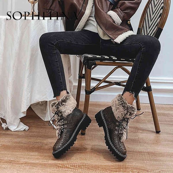 

sophitina fashion design boots cool comfortable square heel round toe lace-up special design shoes women's ankle boots po319 210513, Black