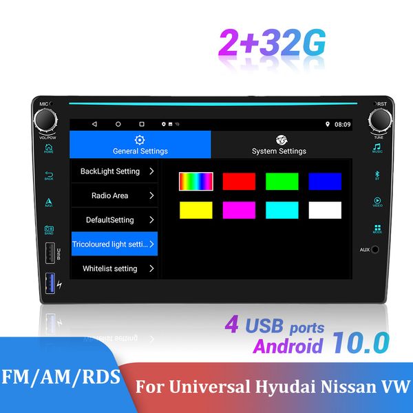 2din Android GPS Navegação Carro Rádio RDS FM AM para Universal Nissan Hyundai Toyota WiFi 2Din 4USB EQ Player Multimedia