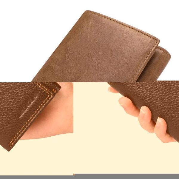 

genuine leather men wallet small mini card holder male walet pocket retro purse high quatily wallets, Red;black