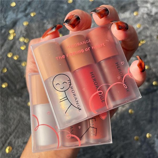 

3pcs/set lip gloss kits glaze and colorless transparent cream liquid lipstick shining red easy to color make up