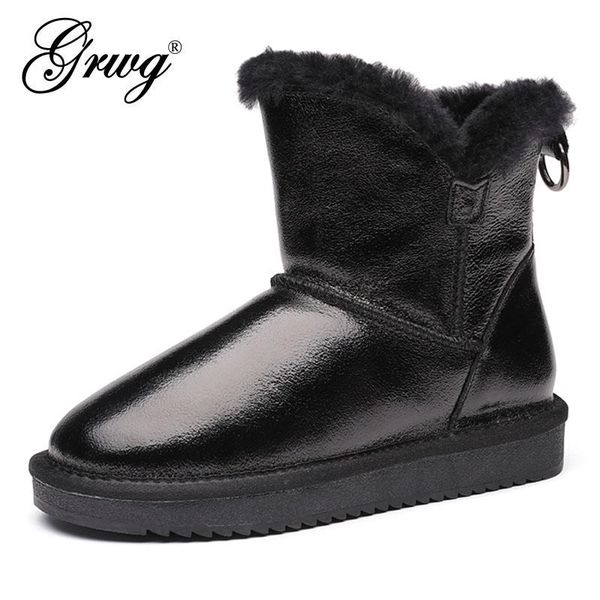 

boots 100% genuine leather nature wool snow women australia winter for ladies warm botas mujer, Black