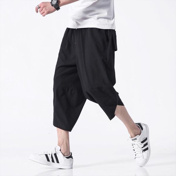 

chinese style harem summer women pant casual solid ankle length joggers, Black