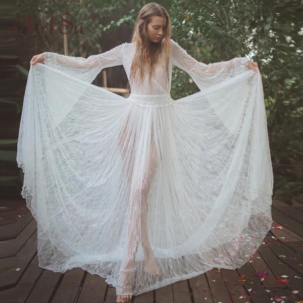 

spring elegant floral lace women dresses v neck floor length long maxi party hollow out white bohemian, Black;gray
