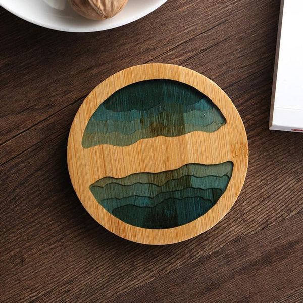 

mats & pads 1 x placemat 9x9x0.6cm bamboo kungfu tea cup coffee mug insulation pad table mat high quality