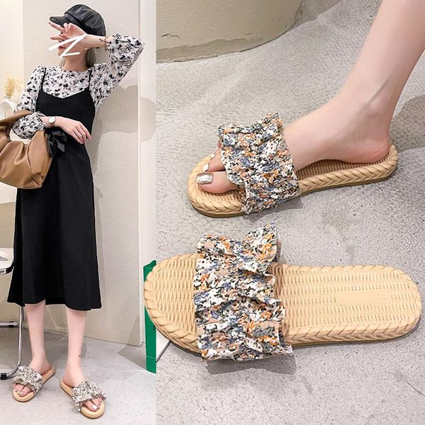 

low shoes slippers flat slipers women shale female beach butterfly-knot luxury slides lady summer 2021 sabot designer girl pu ru, Black