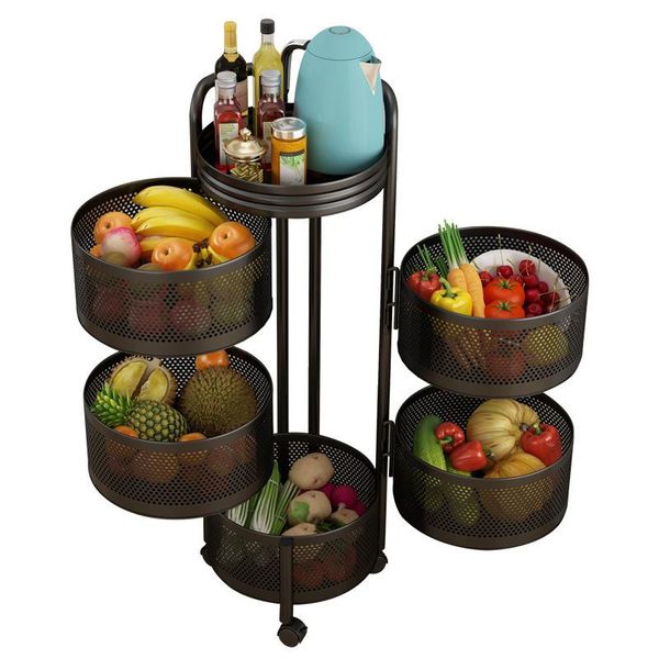 

storage baskets household kitchen vegetable shelf multi floor circular rotatable basket fruit