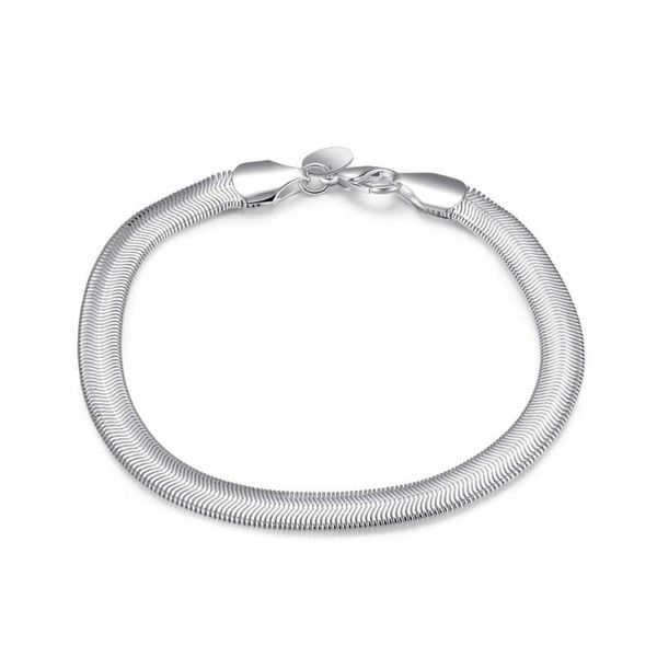 

charm bracelets fashion geometry snake silver bracelet 925 sterling bone lobster buckle, Golden;silver