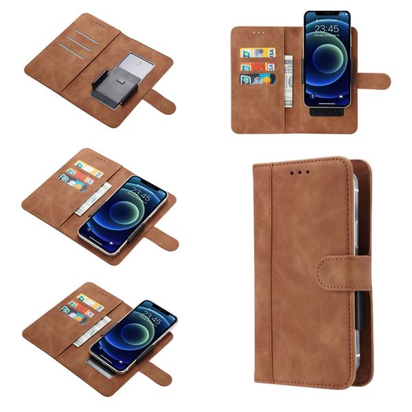 Custodie a portafoglio universali PU Flip Custodia in pelle Slot per carte di credito Pull Tab Clip Cover per cellulare da 4.0 a 7.0 pollici iPhone Samsung MOTO OPPO OnePlus Huawei XiaoMi