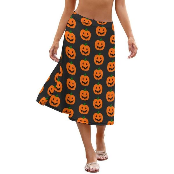 

skirts spooky skirt spandex girls autumn colorful pattern midi, Black