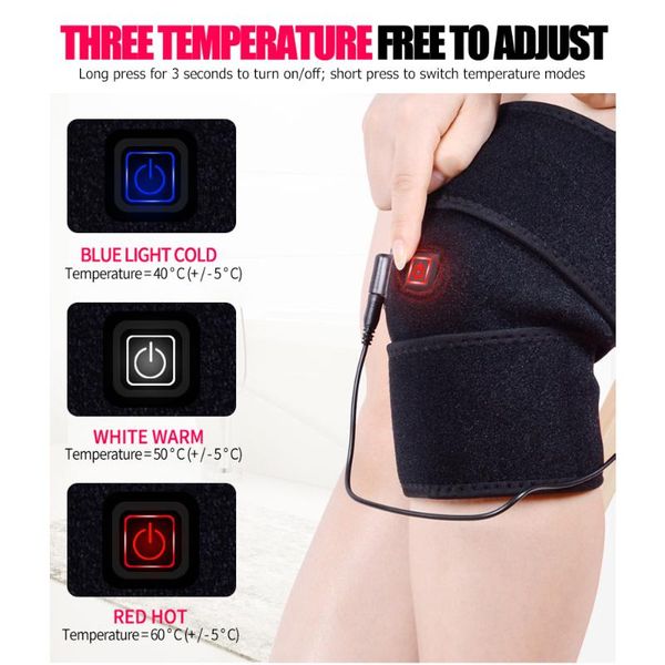 

heated knee brace wrap support portable infrared heating pad for pain relief us plug wrist, Black;red