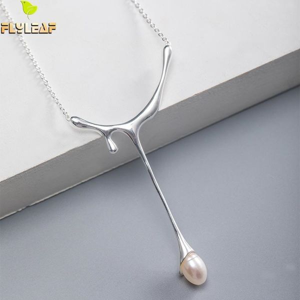 Collana lunga di perle d'acqua dolce in argento sterling 925 per donna Accessori per maglioni di gioielli di moda femminile fatti a mano originali