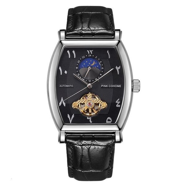 

watches arabic numbers watch tourbillon automatic arab numerals dial face islamic mechanical movement arabian wristwatch saat udru, Slivery;brown