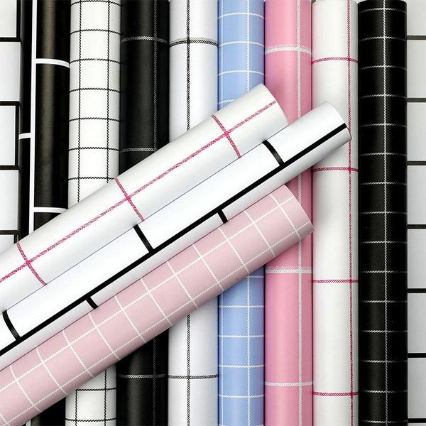 

wallpapers self-adhesive wallpaper for living room bedroom pvc waterproof wall stickers black white grid contact paper decor film