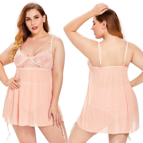 

underwear fat woman lace backls suspender skirt pajamas 024, Red;black