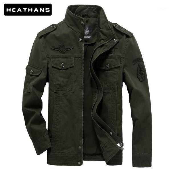 

men's jackets cotton military 2021 spring autumn solid color army male zipper bomber jacket men coat plus size m-6xl, Black;brown