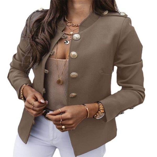 

women's suits & blazers women blazer 2021 autum fashion stand collar solid colors single breasted office jacket vintage court style roy, White;black