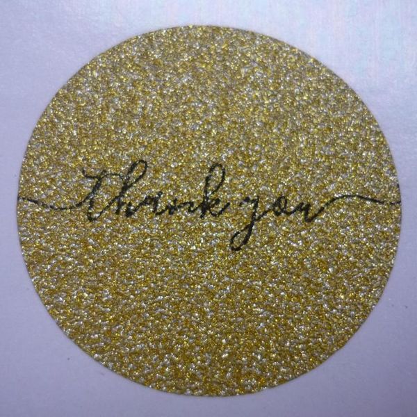 

gift wrap glitter thank you light gold sticker with customized texts or logo