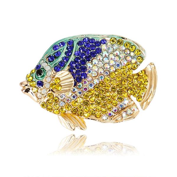 

pins, brooches hoseng ocean animals series tropical goldfish brooch yellow rhinestone fish alloy badge fashion coat dress jewelry pin hs_194, Gray