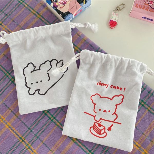 

pencil bags sandroins concise printing kawaii cese cosmetic bag large capacity canvas drawstring storage school stationery