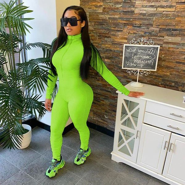 

women's jumpsuits & rompers long sleeve ribbed stacked jumpsuit women casual skinny bodycon white for 2021, Black;white