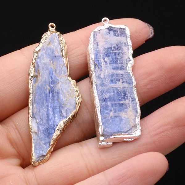 

charms natural stone necklace pendant spodumene raw gemstone for diy jewelry making bracelet home decoration gift, Bronze;silver