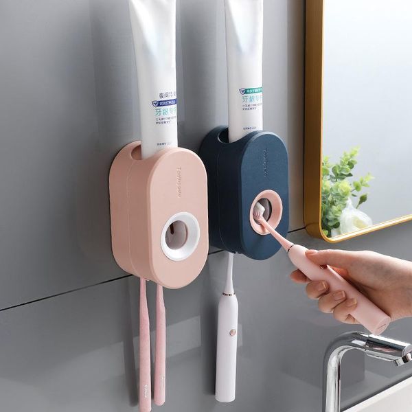 

1pcs 4colors magnetic adsorption inverted automatic toothpaste squeezer dispenser storage rack bathroom accessories toothbrush holders