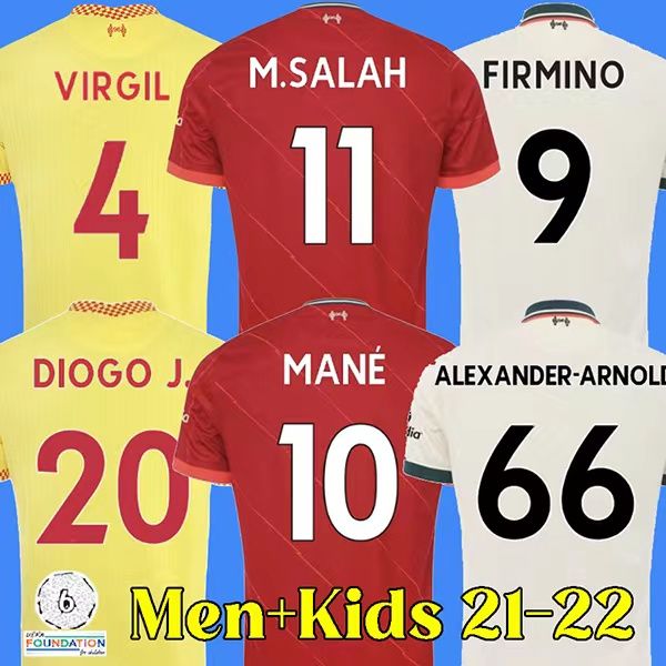 

21 22 soccer jerseys thiago konate football shirt 2021 2022 diogo jota keita jones thailand quality men + kids kits, Black;yellow