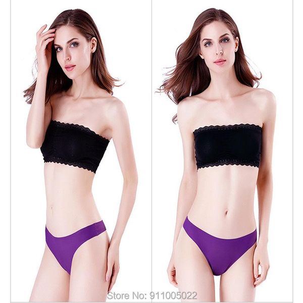 

women's panties 5pcs/lot underwear seamless sports female t-back solid soft g-string thong woman lacs silk, Black;pink