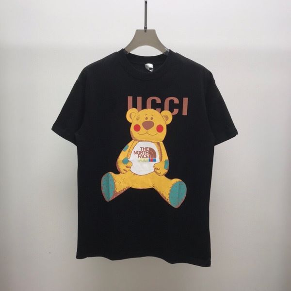 

2021 summer new cartoon bear branded printed short sleeve men's t-shirt casual loose and versatile, White