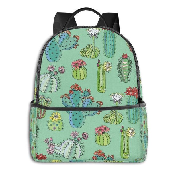 

backpack 2021 women men cute cacti with flowers trend teenager school bag couples back pack travel