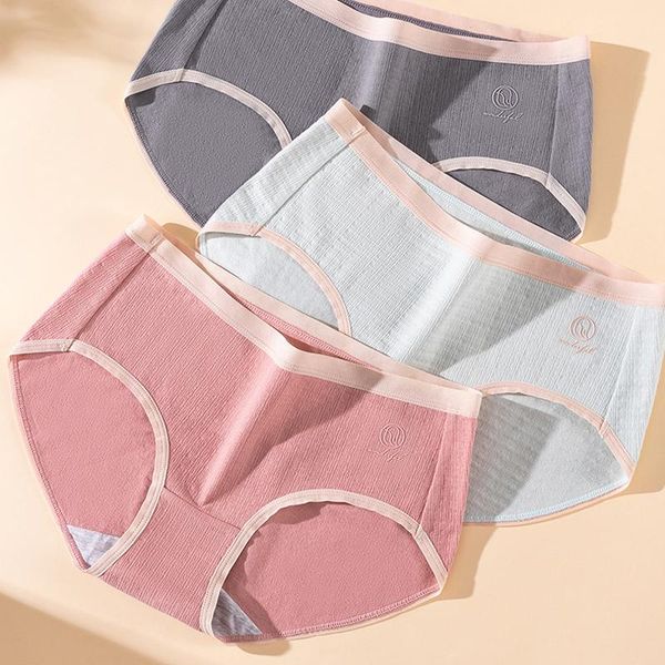 

women's panties wasteheart women fashion blue green pink cotton mid waist underwear lingerie seamless briefs underpants  l xl, Black;pink