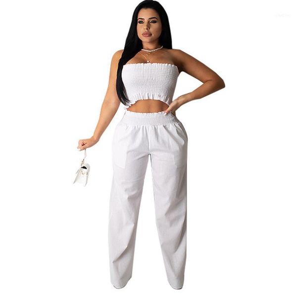 

women's tracksuits women sleeveless crop high waist wide leg pants 2 piece set for female women two pieces sets women's suits1 mr, Gray