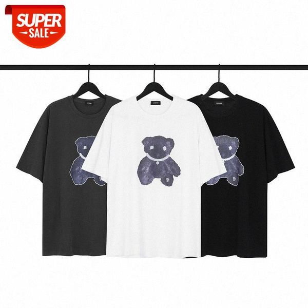 

quality we11 wealthy bear 3m reflective round neck loose short sleeve #gy4l, White;black