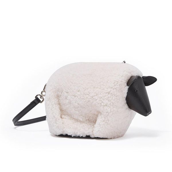 

evening bags 2021 autumn and winter lamb fur leather handbags shoulder messenger sheep bag cute cartoon animal small designer