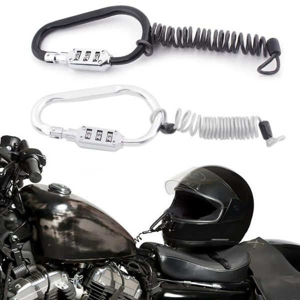 

theft protection motorcycle helmet lock combination pin locking coiled anti-theft tether cable retractor bicycle scooter universal
