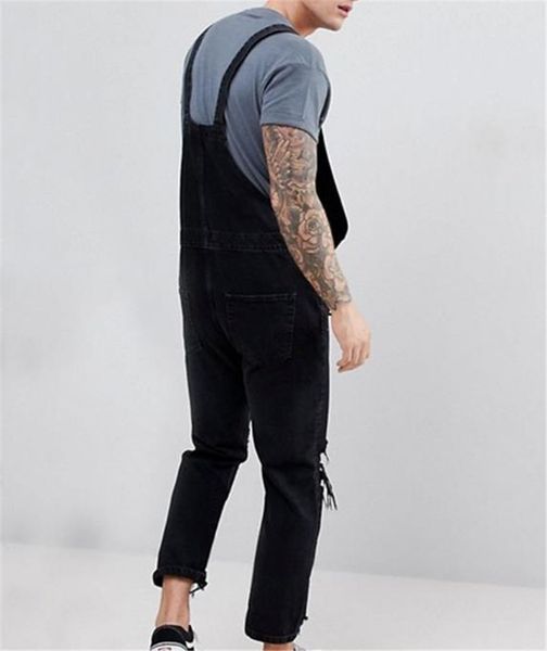 

jeans clothing for mens vintage overalls fashion hole panelled washed pencil pants casual natural color, Blue