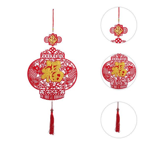 

gift wrap 1 pc 2021 year pendant of the ox lantern spring festival decor (red)