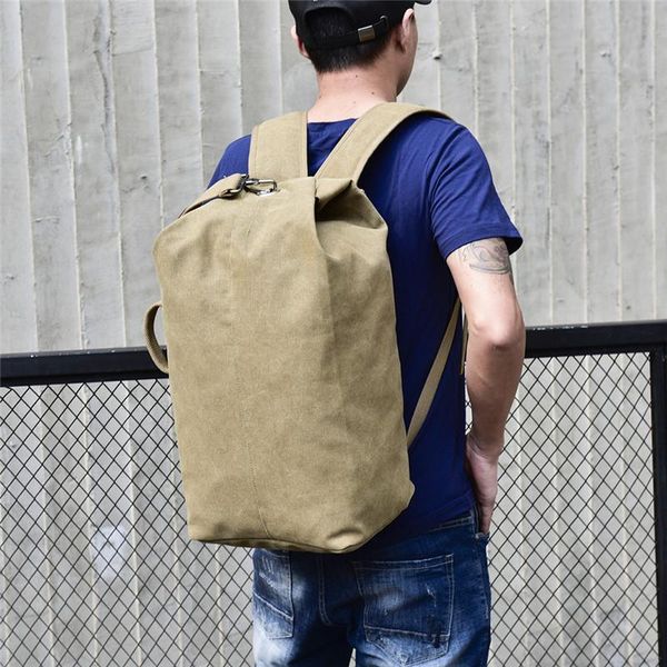 

backpack large capacity rucksack man travel bag mountaineering male luggage canvas bucket shoulder bags men backpacks