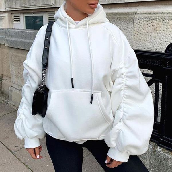 

women's hoodies & sweatshirts hoodie western style 2021 autumn winter solid color fashion design loose casual hooded collar women long, Black