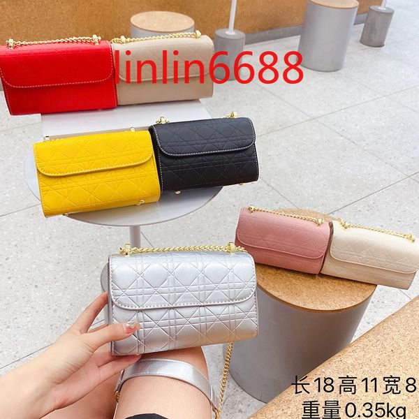 

come with logo this year's popular bag women's new fashion lingge chain single shoulder bags simple texture foreign style messenge