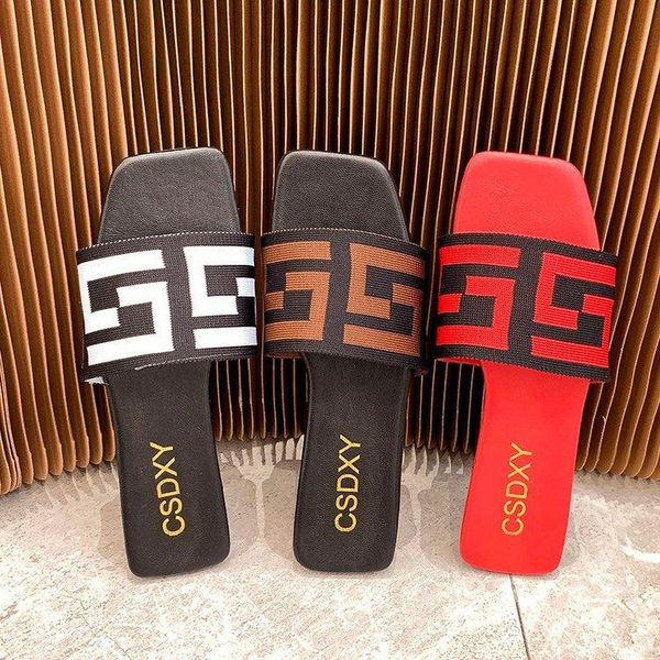 

slippers women summer s letter rhinestone one word female flat bottom ladies plus large size 42, Black