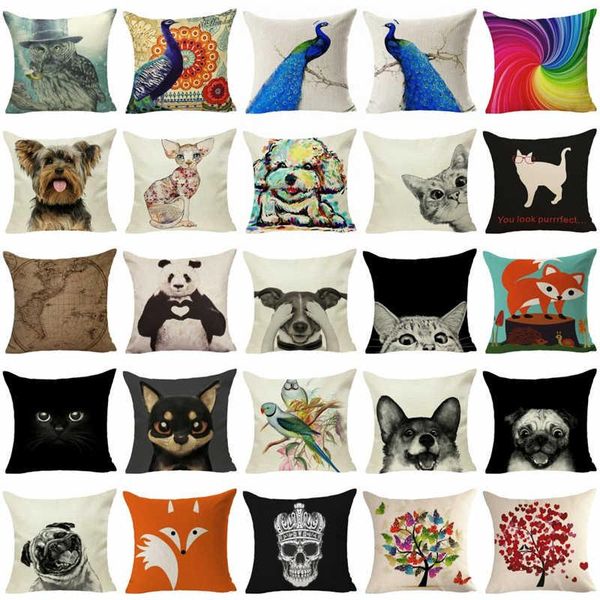 

pillow case animal cotton linen throw cover decor sofa seat car cushion