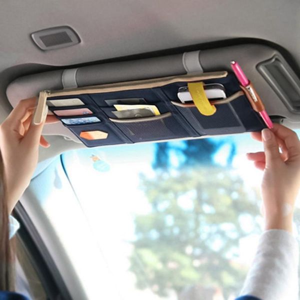 

car organizer multifunction sun visor auto sunshade storage bag for pen card sunglasses holder box stowing tidying accessories