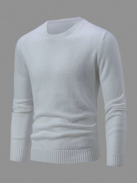 

men ribbed knit round neck sweater 42dw#, White;black