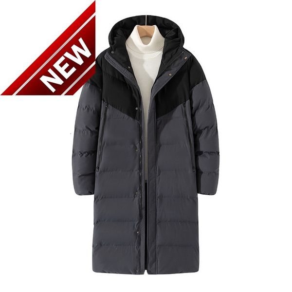 

2021 men's winter lengthened and thickened sports warm hooded down jacket, Black