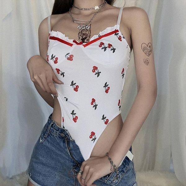 

sweet cherry white bodysuit women jumpsuits hollow out sleeveless one piece outfit short jumpsuit spaghetti strap ruffles rompers for, Black;white