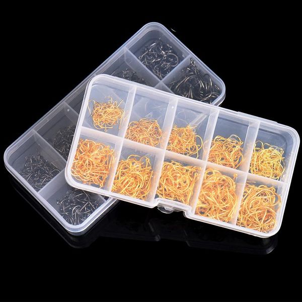 

600pcs fishing hooks set 3# - 12# 10 size barb jig hook carbon steel fishhook kit carp with hole