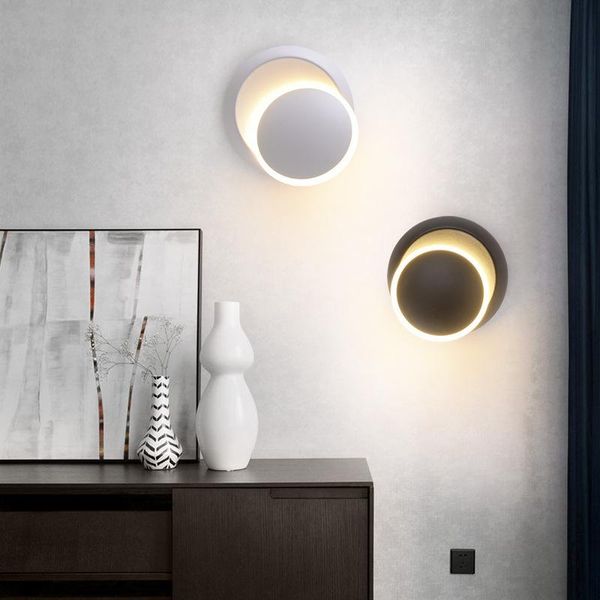 

modern wall lamp round rotated aluminum led bedside light creative decorative for living room dining sconce lamps
