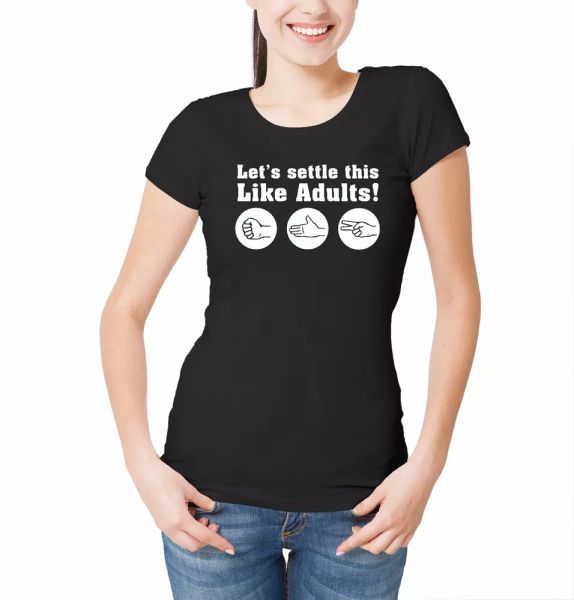 

rock paper scissors women's t-shirt funny game settle slogan joke cool, White;black